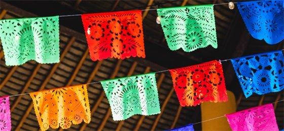 Paper picada hanging from a roof