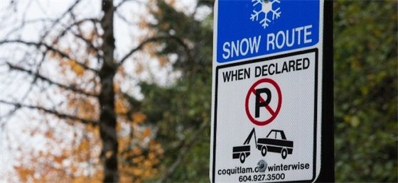 Snow route when declared sign