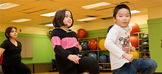 Kids participating in indoor program