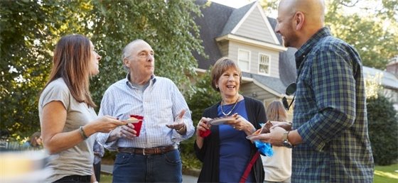 Adults at a block party