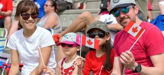 Family attending Canada Day in Coquitlam 