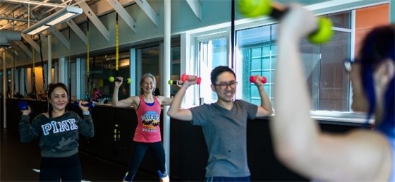Adults in fitness class