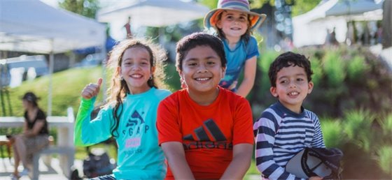Kids smiling in summer camp