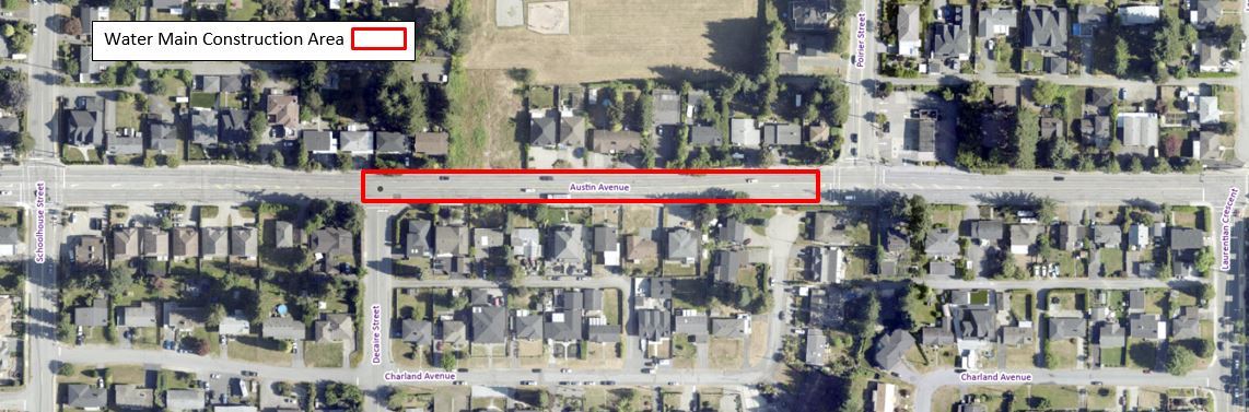 Austin Ave Water Main Construction Area Map