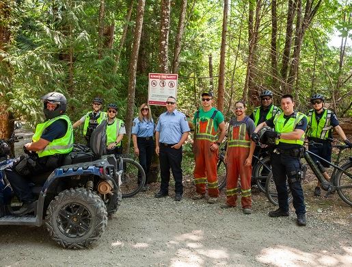 Fire Rescue and bylaw enforcement officers, conducting fire safety patrol