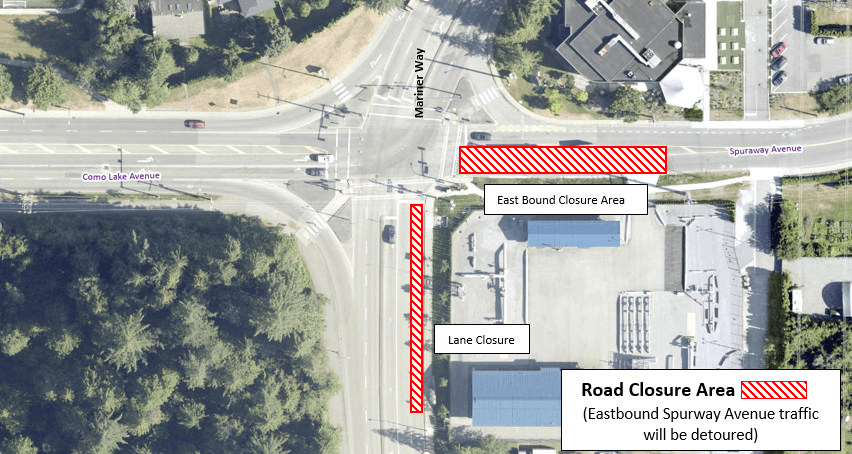 Eastbound Spuraway Avenue Closure Area Map