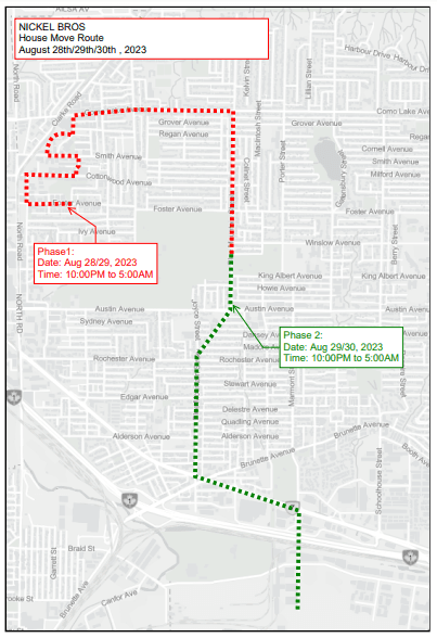 House Move - Rolling Road Closure Route