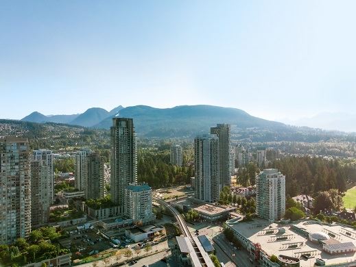 Aerial view of Coquitlam on a sunny day