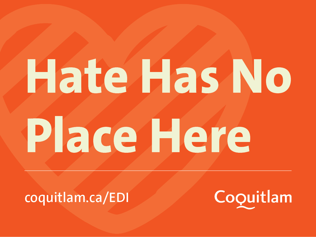 An orange background with a text overlay that reads Hate Has No Place