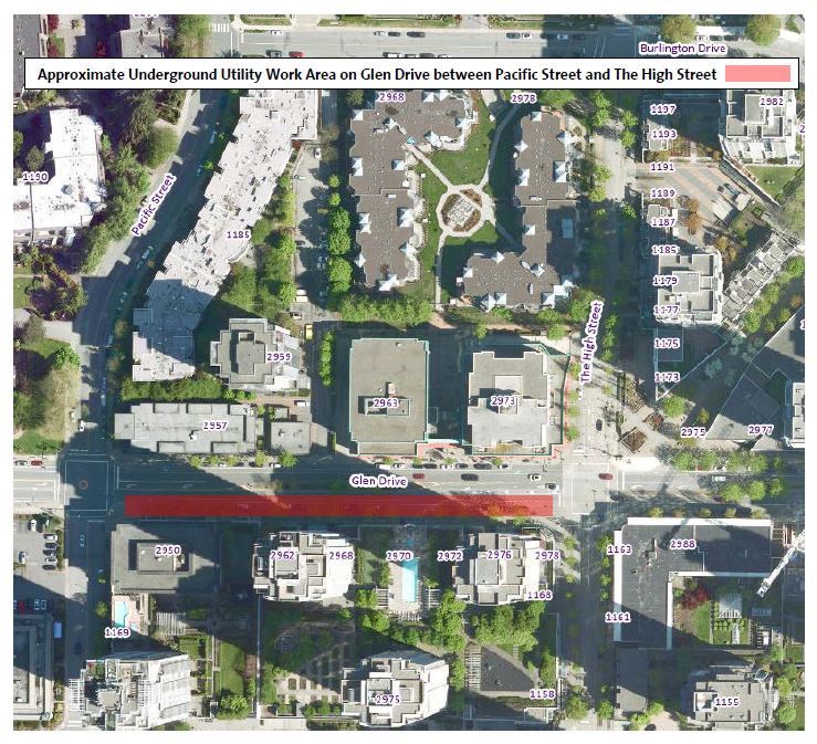 Location Map of Underground Water Utility Work on Glen Drive