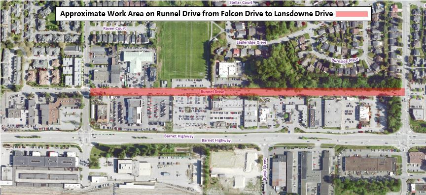 Location Map for Road Repaving of Runnel Drive from Falcon Drive to Lansdowne Drive