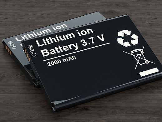 Photograph of a lithium-ion battery