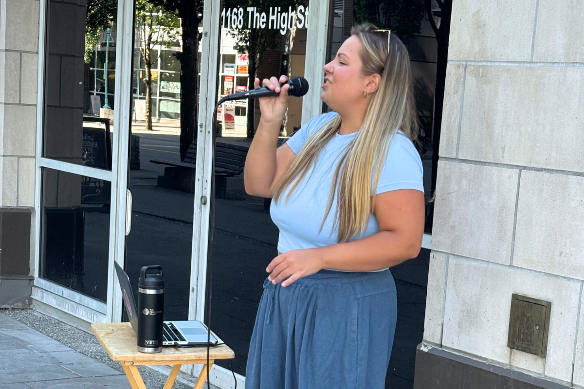 A performer singing