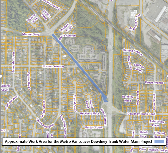 Approximate Location for Metro Vancouver Dewndey Trunk Road Water Main