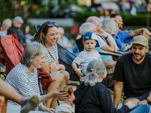 Family enjoying outdoor festival