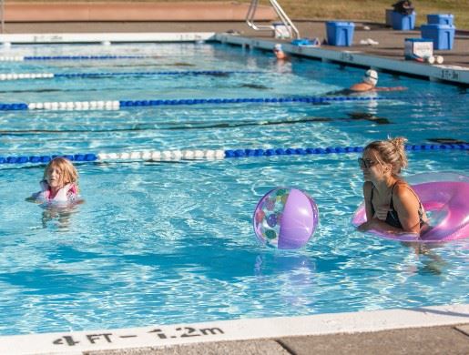 Family swimming at Eagle Ridge Pool