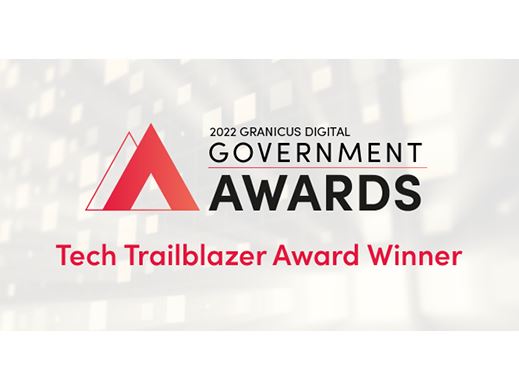 Graphic image that states 񓠆 Tech Trailblazer Award Winner" in red font on a gray backgroun