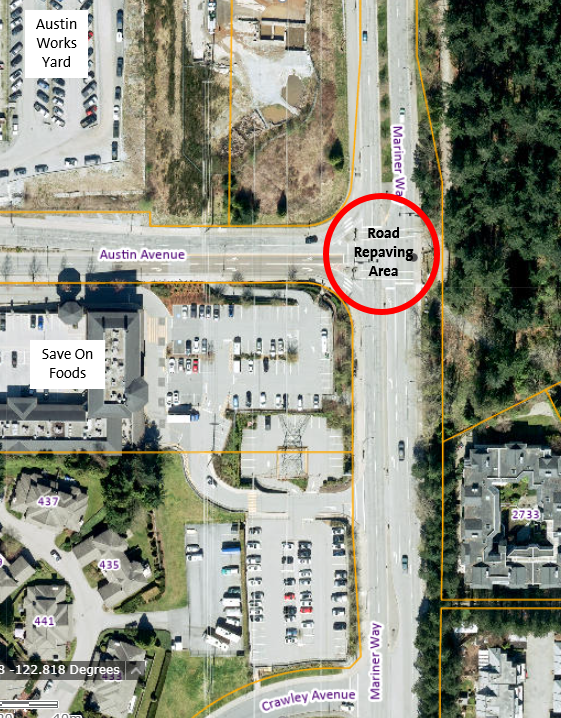 Mariner Way and Austin Avenue Road Repaving Area Map