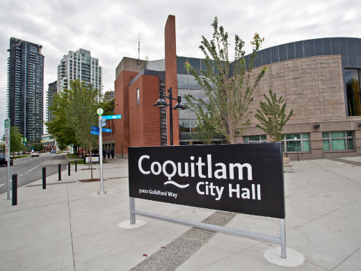 A view of City Hall from the corner of Guildford