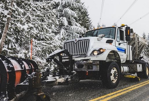 City plow truck removing snow