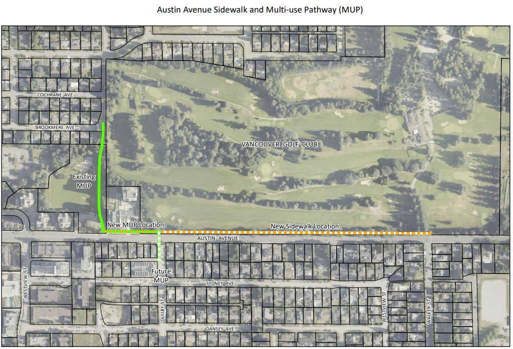 Austin Avenue Sidewalk and Multi Use Pathway Location Map