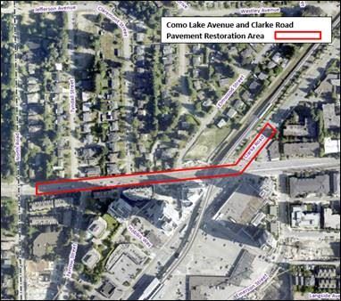 Como Lake Ave and Clarke Rd Work Location Map