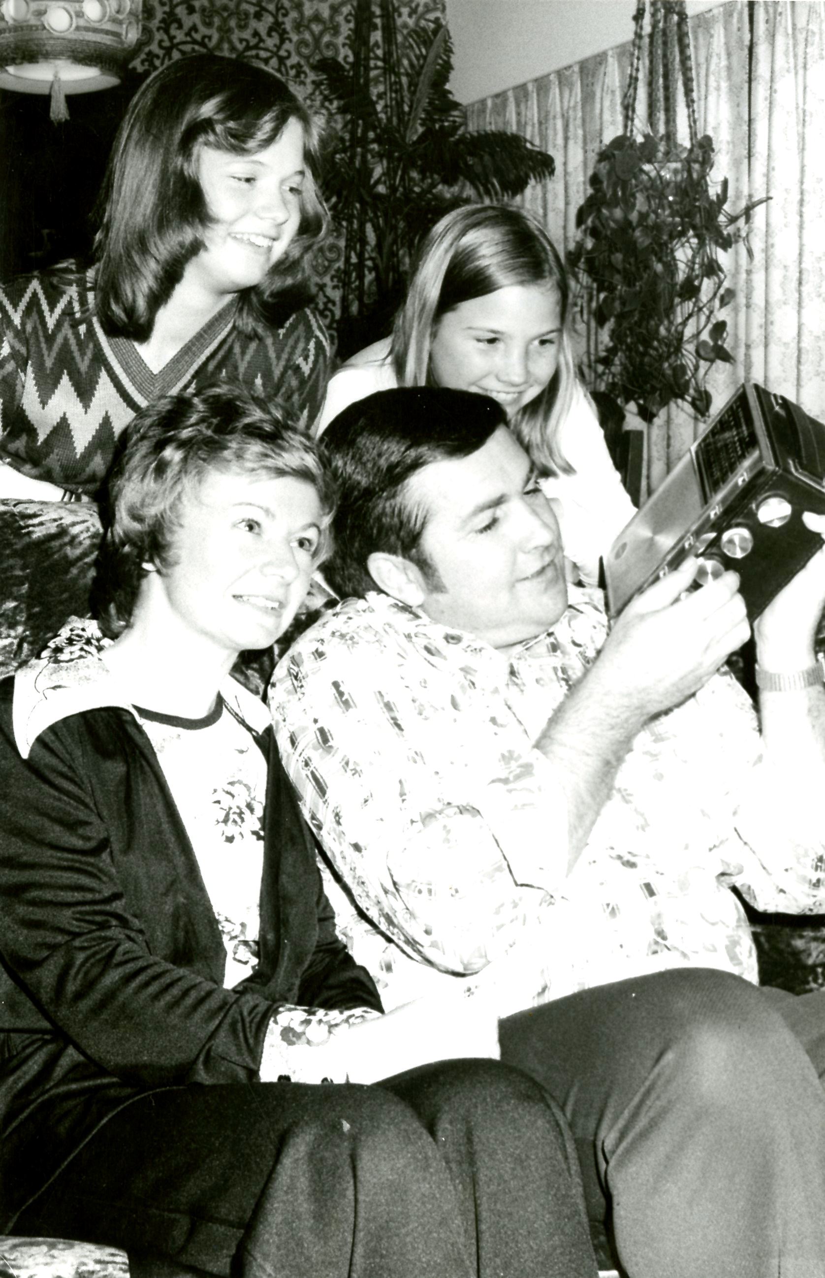 Jim Tonn and Family listen to election results, 1975