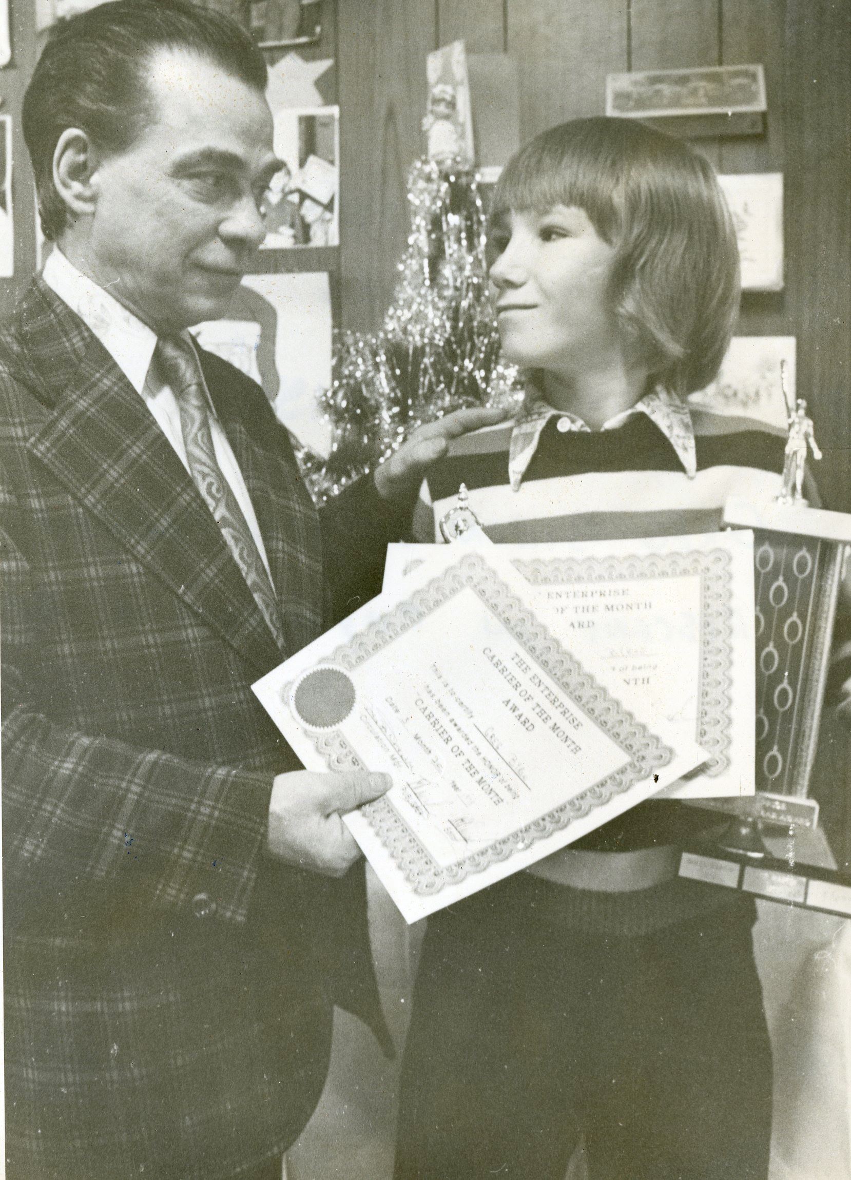 Greg Byron, Enterprise Newspaper Carrier of the Month, 1978