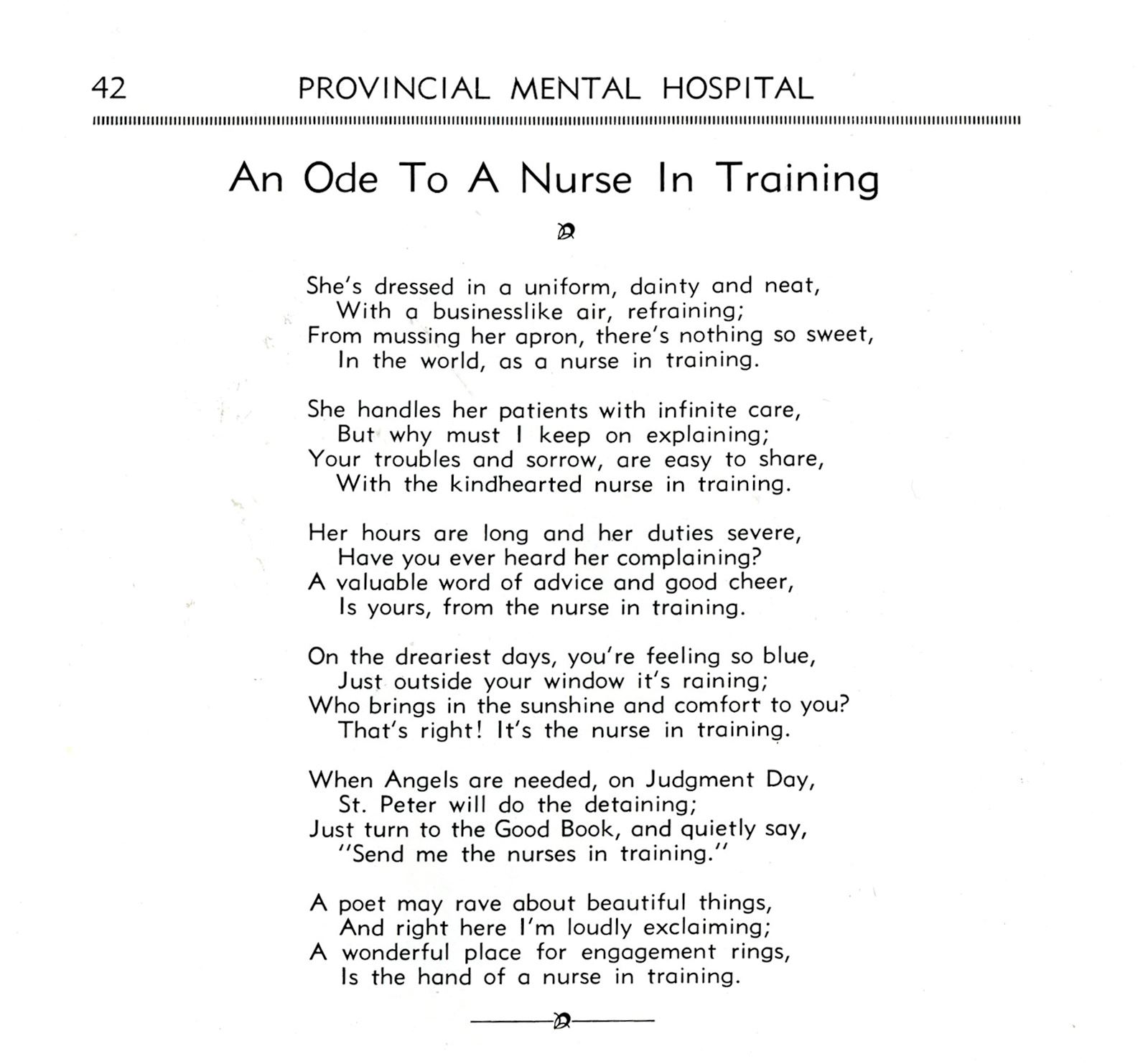 Student poem in Nursing Annual