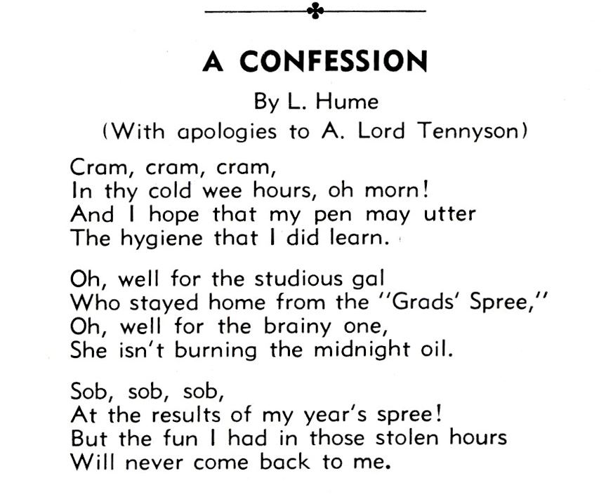 Poem by Lucille Hume in Nursing Annual