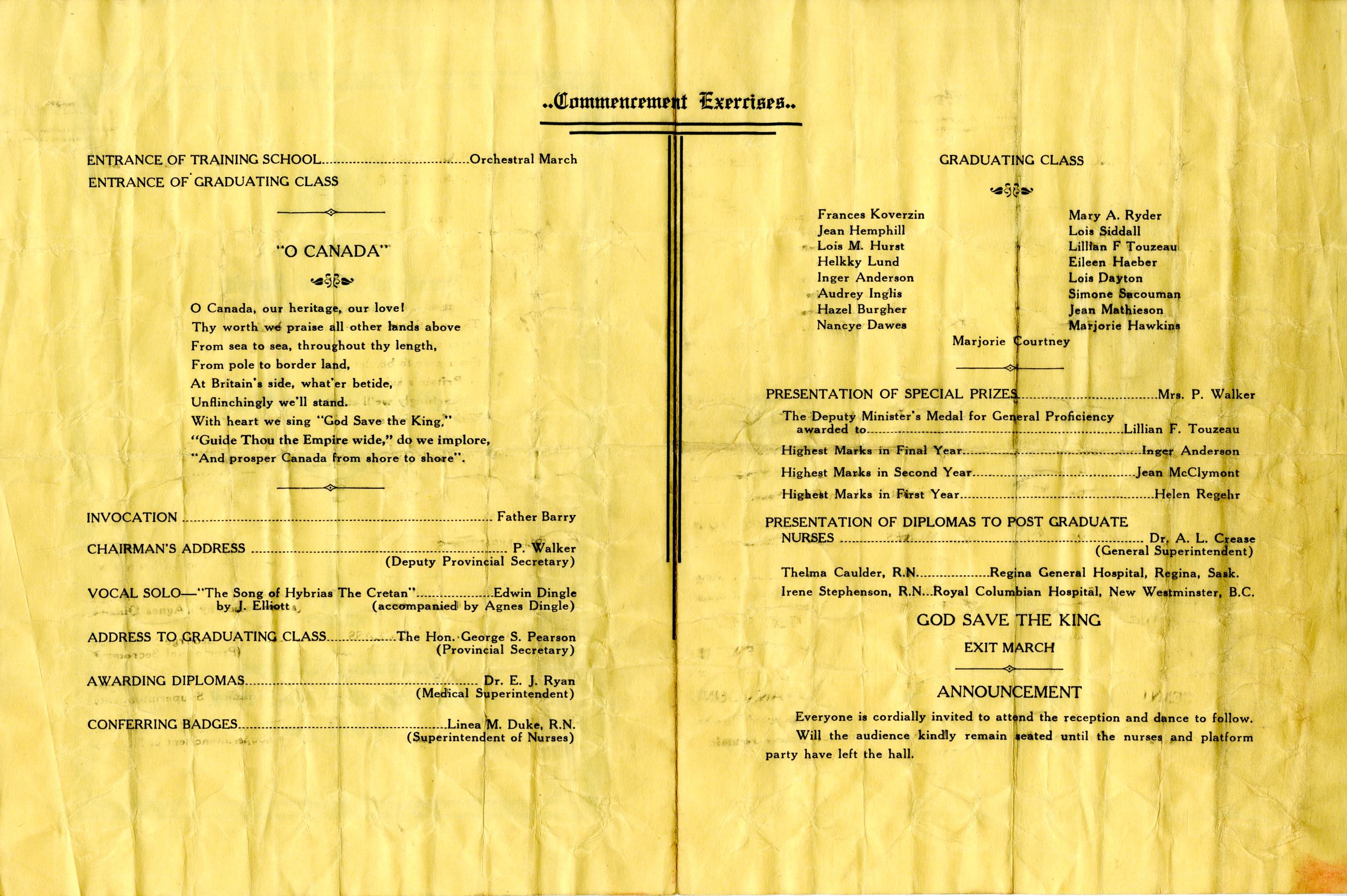 1944 Graduation Event Program